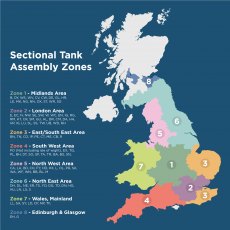 7788 Litre GRP Sectional 3x1x2 Water Tank, Totally Internally Flanged, Divided, AB Airgap